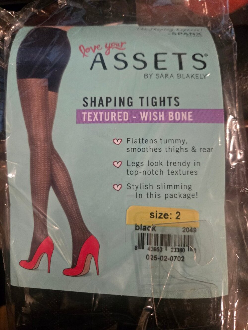 Spanx Assets Shaping Tights Black Textured Wishbone Size 2 / Size M New